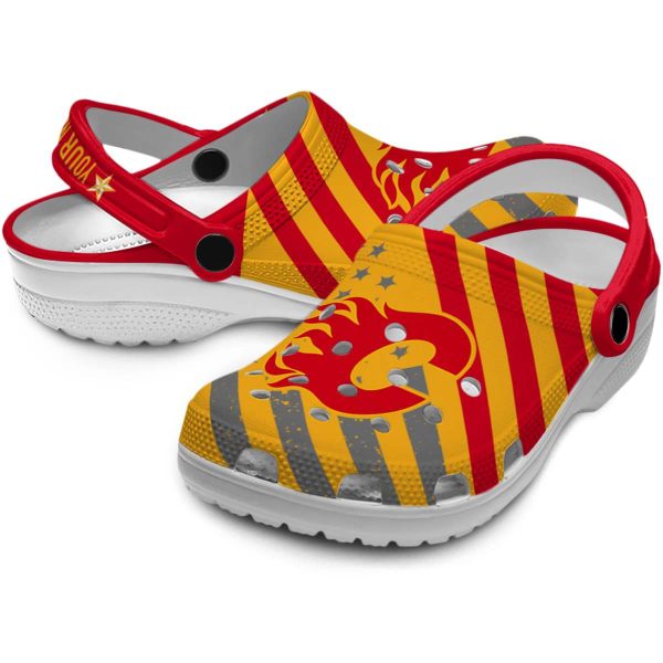 personalized calgary flames star spangled graphic clog high quality