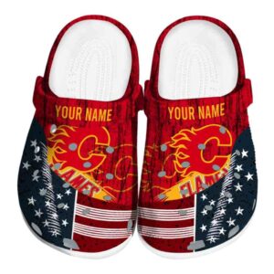 personalized calgary flames star spangled side pattern clog best selling