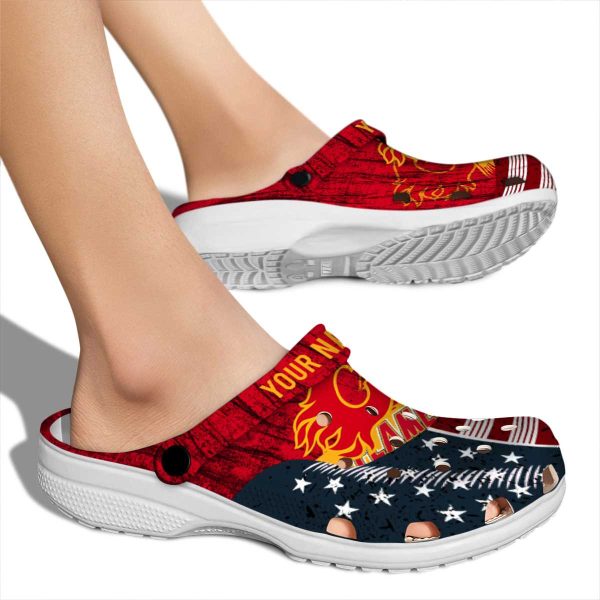 personalized calgary flames star spangled side pattern clog fashion forward