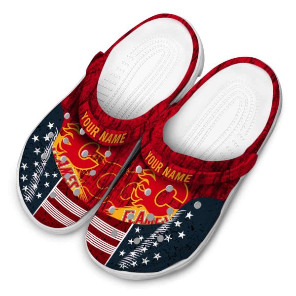 personalized calgary flames star spangled side pattern clog latest model