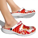 personalized calgary flames zigzag paint burst clog best selling