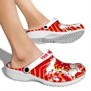 personalized calgary flames zigzag paint burst clog fashion forward