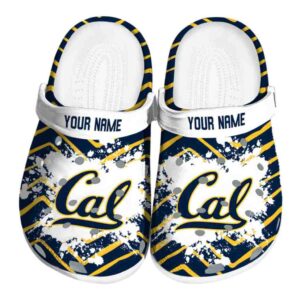personalized california golden bears zigzag paint burst clog best selling