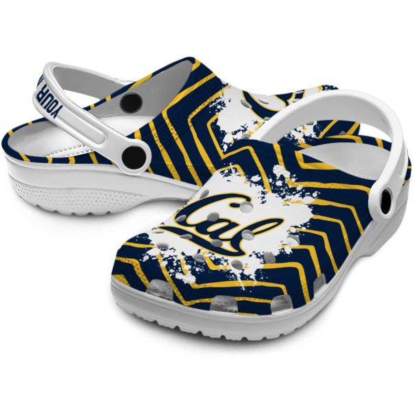 personalized california golden bears zigzag paint burst clog high quality