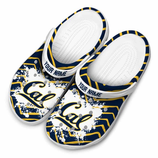 personalized california golden bears zigzag paint burst clog latest model