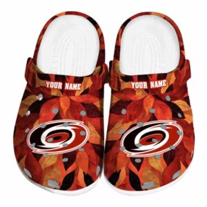 personalized carolina hurricanes autumn leaves clog best selling