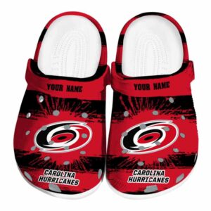 personalized carolina hurricanes paint splatter graphics clog best selling