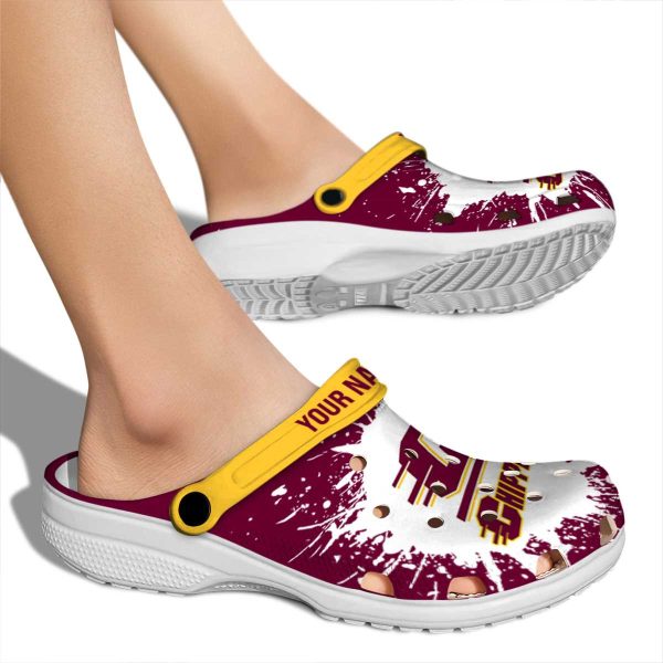 personalized central michigan chippewas splash art clog fashion forward