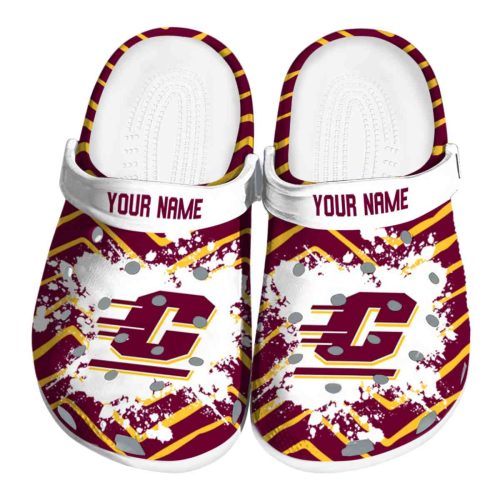 personalized central michigan chippewas zigzag paint burst clog best selling