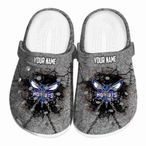 personalized charlotte hornets cracked ground texture clog best selling