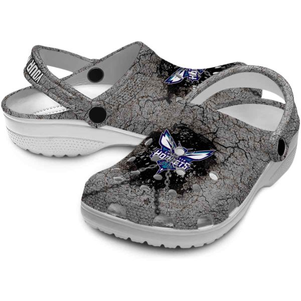 personalized charlotte hornets cracked ground texture clog high quality