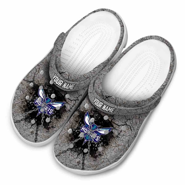personalized charlotte hornets cracked ground texture clog latest model