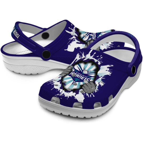 personalized charlotte hornets gripping hand clog high quality