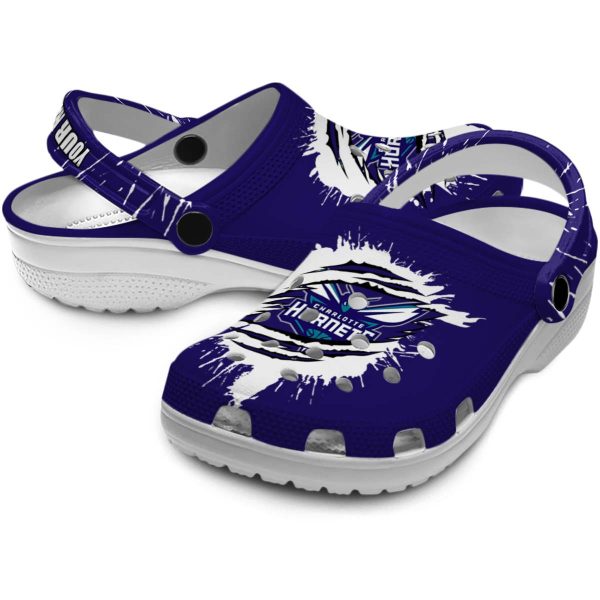 personalized charlotte hornets splash motif background clog high quality