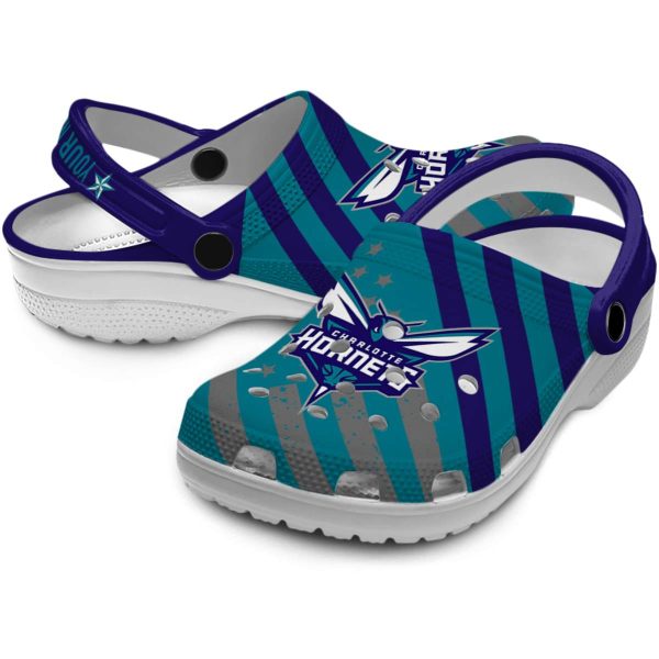personalized charlotte hornets star spangled graphic clog high quality