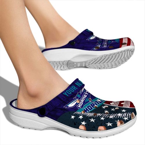 personalized charlotte hornets star spangled side pattern clog fashion forward