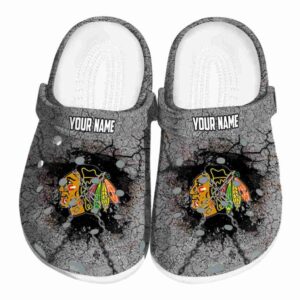 personalized chicago blackhawks cracked ground texture clog best selling