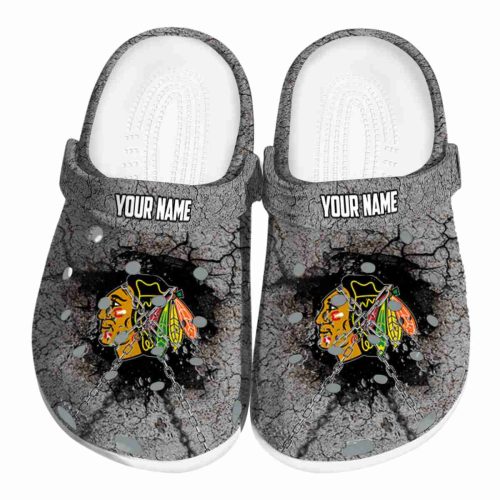 personalized chicago blackhawks cracked ground texture clog best selling