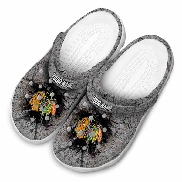 personalized chicago blackhawks cracked ground texture clog latest model