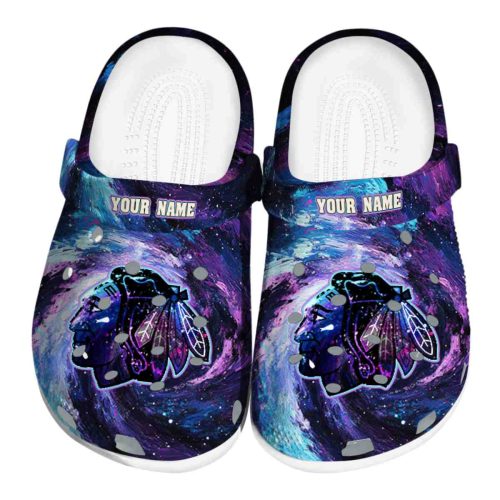 personalized chicago blackhawks galaxy swirl clog best selling
