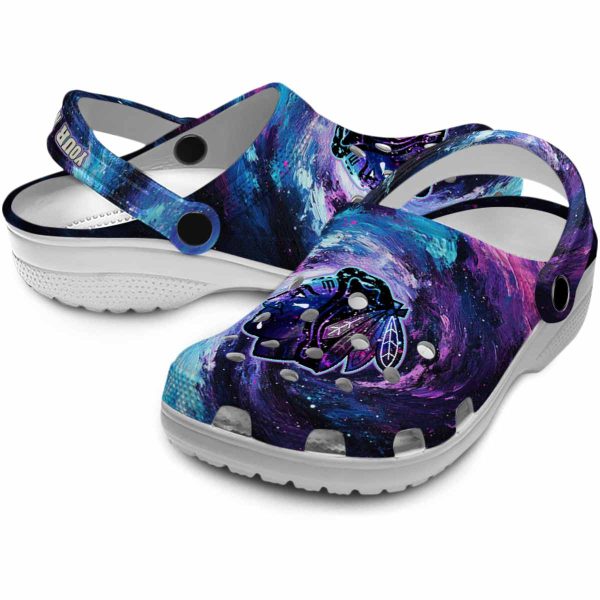 personalized chicago blackhawks galaxy swirl clog high quality