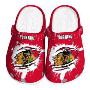 personalized chicago blackhawks splash motif background clog best selling