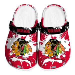 personalized chicago blackhawks splatter pattern clog best selling