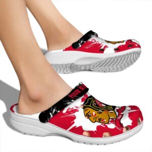 personalized chicago blackhawks splatter pattern clog fashion forward