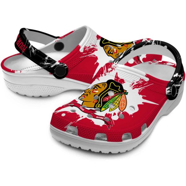 personalized chicago blackhawks splatter pattern clog high quality