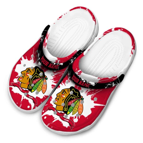 personalized chicago blackhawks splatter pattern clog latest model