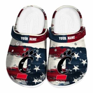 personalized cincinnati bearcats patriotic stripes clog best selling