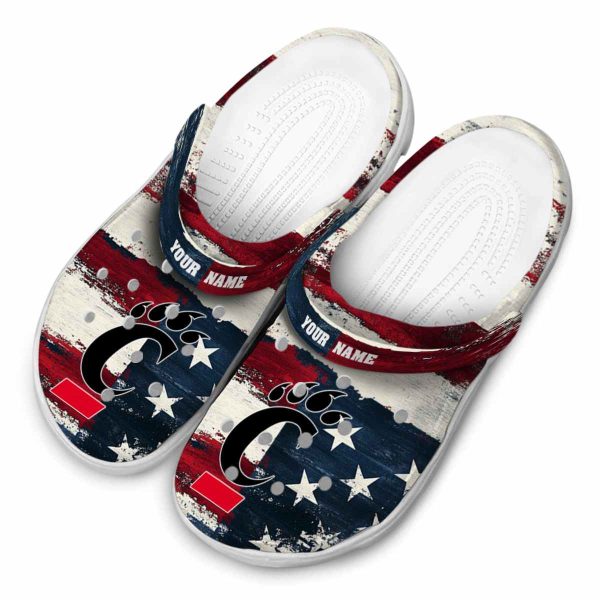 personalized cincinnati bearcats patriotic stripes clog latest model
