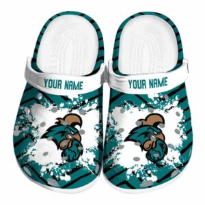 personalized coastal carolina chanticleers zigzag paint burst clog best selling