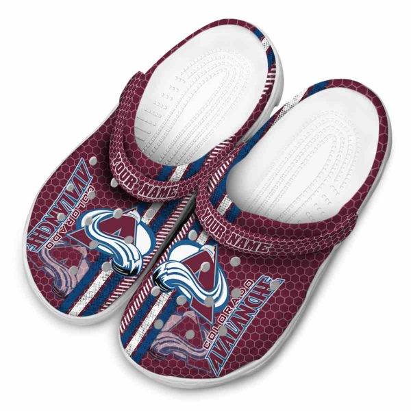 personalized colorado avalanche contrasting stripes clog latest model