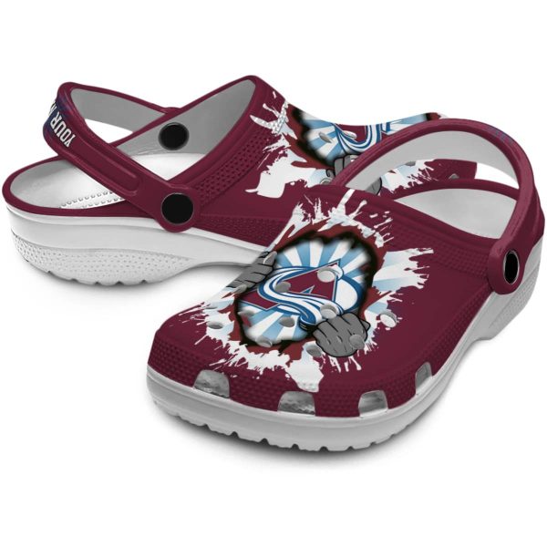 personalized colorado avalanche gripping hand clog high quality