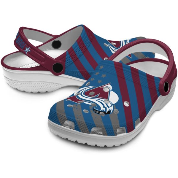 personalized colorado avalanche star spangled graphic clog high quality