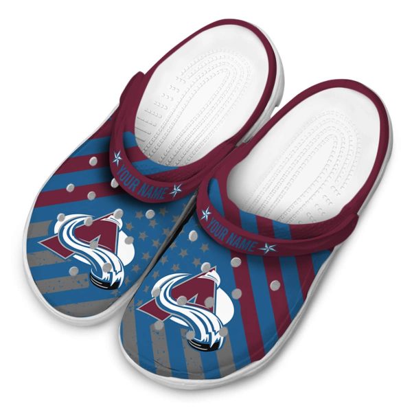 personalized colorado avalanche star spangled graphic clog latest model