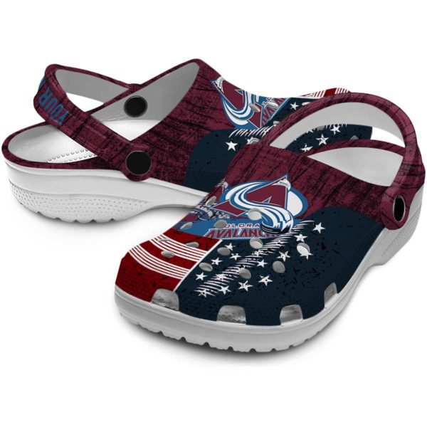 personalized colorado avalanche star spangled side pattern clog high quality