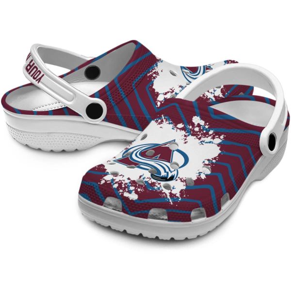 personalized colorado avalanche zigzag paint burst clog high quality