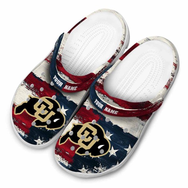 personalized colorado buffaloes patriotic stripes clog latest model