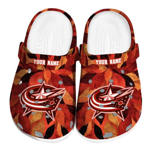personalized columbus blue jackets autumn leaves clog best selling