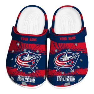 personalized columbus blue jackets paint splatter graphics clog best selling
