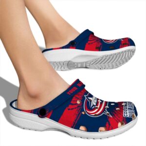 personalized columbus blue jackets paint splatter graphics clog fashion forward