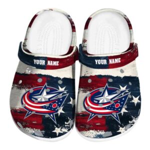 personalized columbus blue jackets patriotic stripes clog best selling
