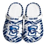 personalized creighton bluejays zigzag paint burst clog best selling