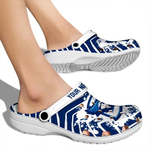 personalized creighton bluejays zigzag paint burst clog fashion forward