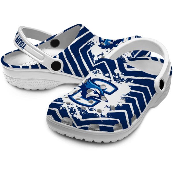 personalized creighton bluejays zigzag paint burst clog high quality