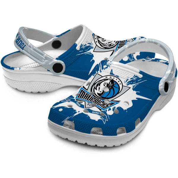 personalized dallas mavericks splatter pattern clog high quality