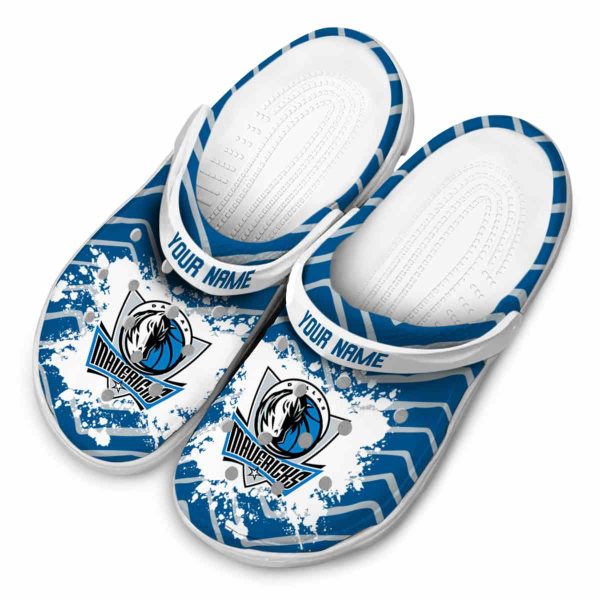 personalized dallas mavericks zigzag paint burst clog latest model