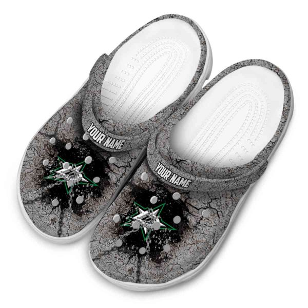 personalized dallas stars cracked ground texture clog latest model
